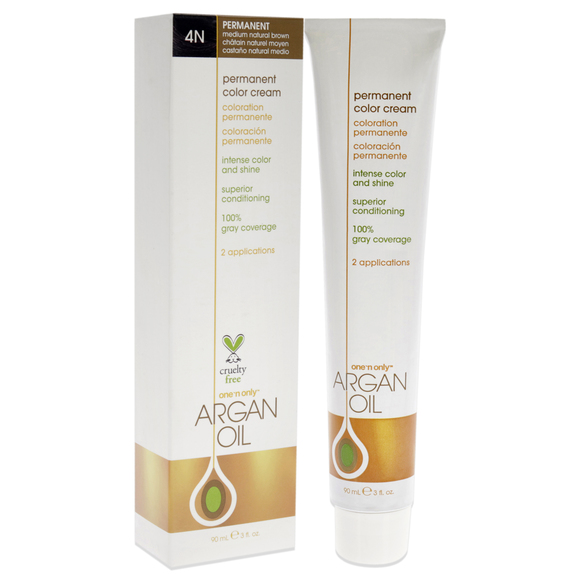 Argan Oil Permanent Color Cream - 4N Medium Natural Brown by One n Only 3 oz - Picture 3 of 5